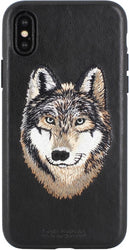 iPhone X Savanna Series Genuine Santa Barbara Leather Case - Wolf