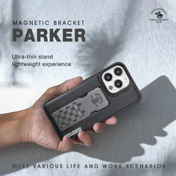 iPhone 13 Pro Max Parker Magnetic Bracket Genuine Santa Barbara Leather Case