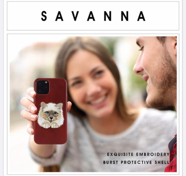 iPhone 12 Pro Max Savanna Series Genuine Santa Barbara Leather Case - Cat