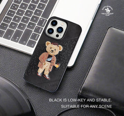 iPhone 13 Pro Max Crete Series Genuine Santa Barbara Leather Case - Black