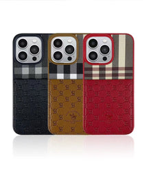 iPhone Classic Plaid Genuine Santa Barbara Leather Case