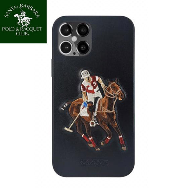 iPhone 12 Jockey Series Genuine Santa Barbara Leather Case - Black