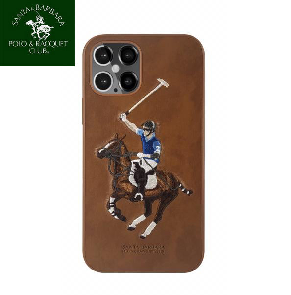 iPhone 12 Jockey Series Genuine Santa Barbara Leather Case - Brown