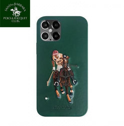 iPhone 13 Jockey Series Genuine Santa Barbara Leather Case - Green