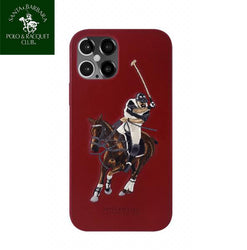 iPhone 12 Pro Max Jockey Series Genuine Santa Barbara Leather Case - Red