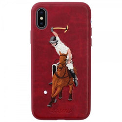 iPhone XS Max Jockey Series Genuine Santa Barbara Leather Case - Red